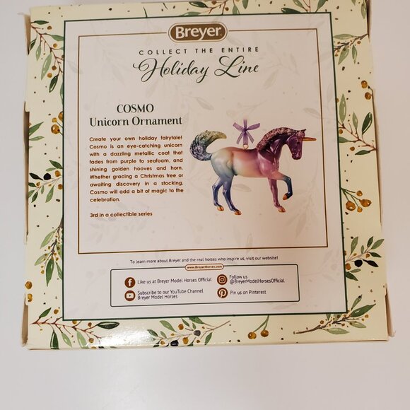 NIB Breyer Horses 2020 Cosmo Unicorn Ombre Rainbow Ornament - Picture 2 of 3